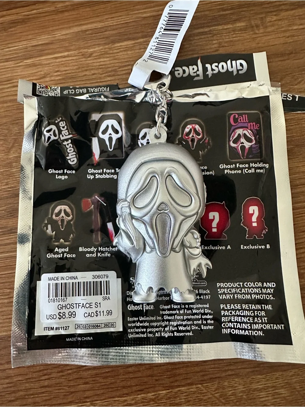 Ghost Face Figural Bag Clip - Series 1 - Exclusive B Figure Bag Clip